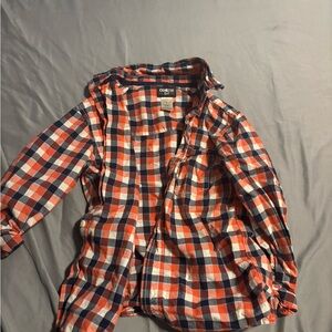 OshKosh Orange Navy White Plaid Shirt